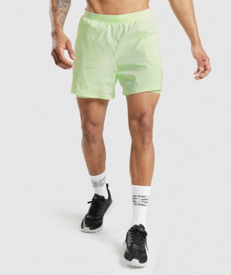 Men's Gymshark Speed Evolve 5" 2 In 1 Shorts Light Green | CA 5106D8